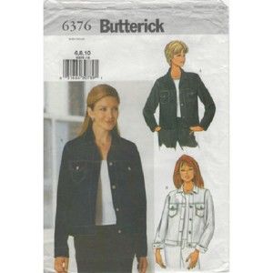 Vintage ©2001 - Butterick 6376 Sewing  Pattern - Misses denim style jacket